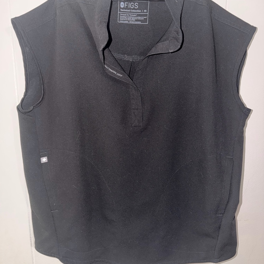 FIGS Black Rafaela top